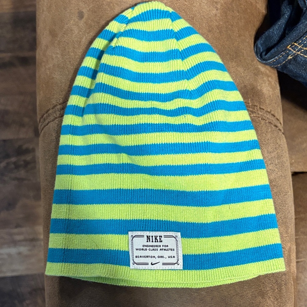 Nike Vibrant Blue and Yellow Striped Beanie